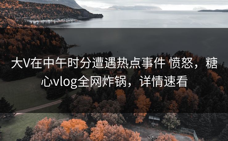大V在中午时分遭遇热点事件 愤怒,糖心vlog全网炸锅,详情速看