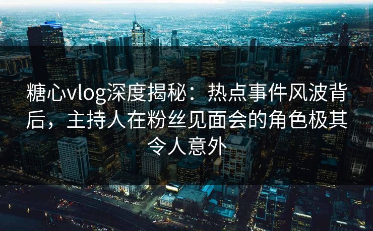 糖心vlog深度揭秘:热点事件风波背后,主持人在粉丝见面会的角色极其令人意外